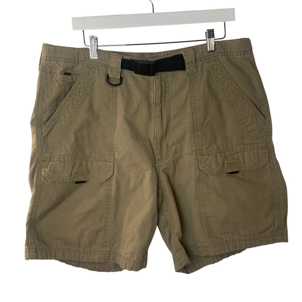 Wrangler Hero Khaki Cargo Shorts‎ Mens 38 Tan Cotton Belted Hiking Outdoor
